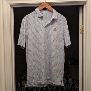 adidas men's medium golf polo, patterned, light purple/blue COMFORTABLE